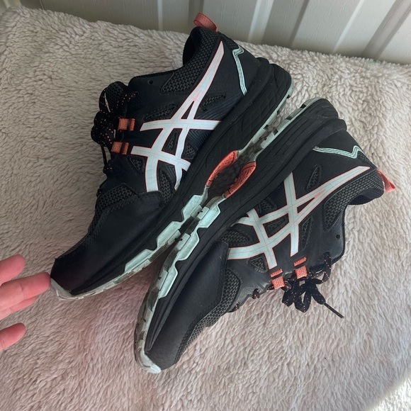 Asics Gel Venture 8 Trail Black pink blue Running Shoes - Picture 5 of 11